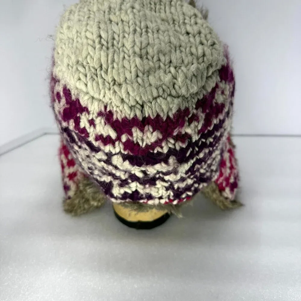 American Eagle Outfitters Trapper Hat Wool Blend Knit Faux Fur Ear Flap Y2K Vtg